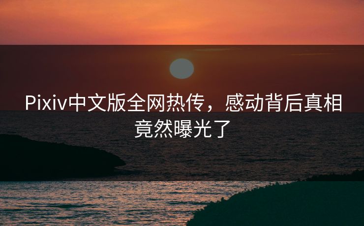 Pixiv中文版全网热传，感动背后真相竟然曝光了