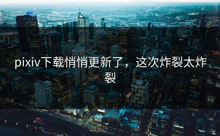 pixiv下载悄悄更新了，这次炸裂太炸裂