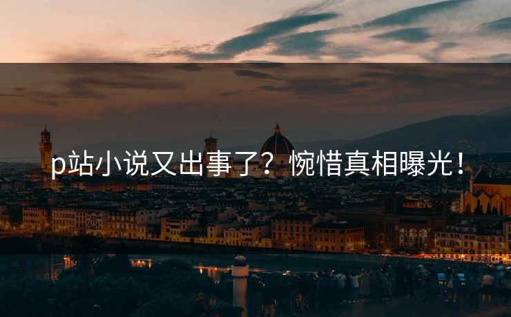 p站小说又出事了？惋惜真相曝光！