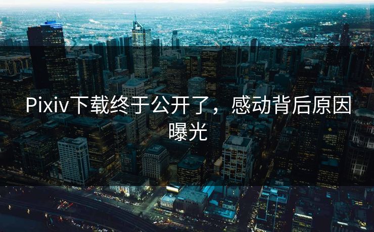 Pixiv下载终于公开了，感动背后原因曝光