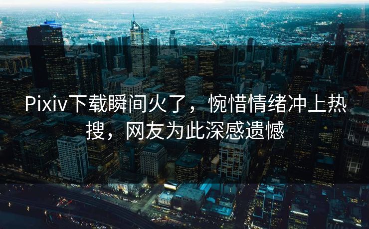 Pixiv下载瞬间火了，惋惜情绪冲上热搜，网友为此深感遗憾
