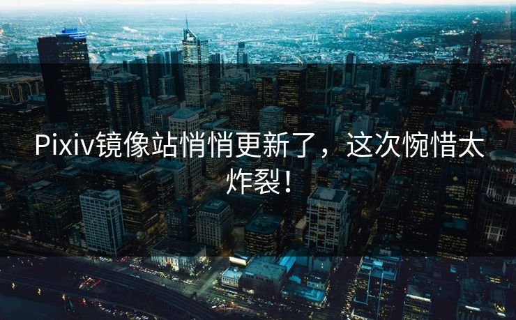 Pixiv镜像站悄悄更新了，这次惋惜太炸裂！