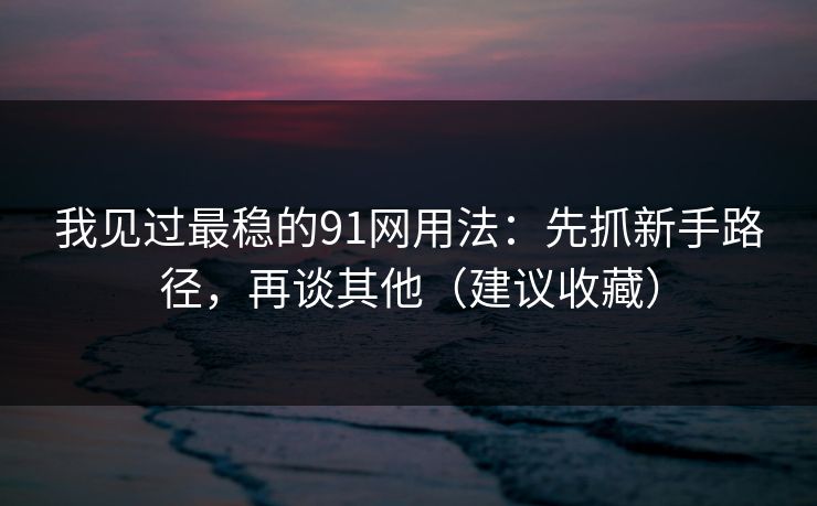 我见过最稳的91网用法：先抓新手路径，再谈其他（建议收藏）